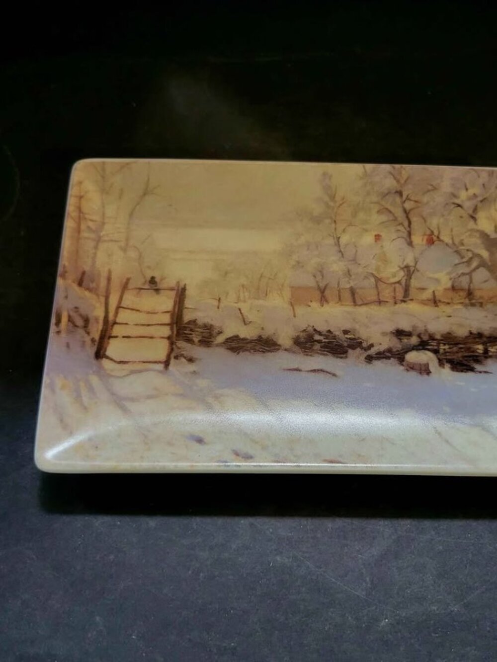 Trinket Tray Featuring A Repro Of The Painting The Magpie by Claude Monet